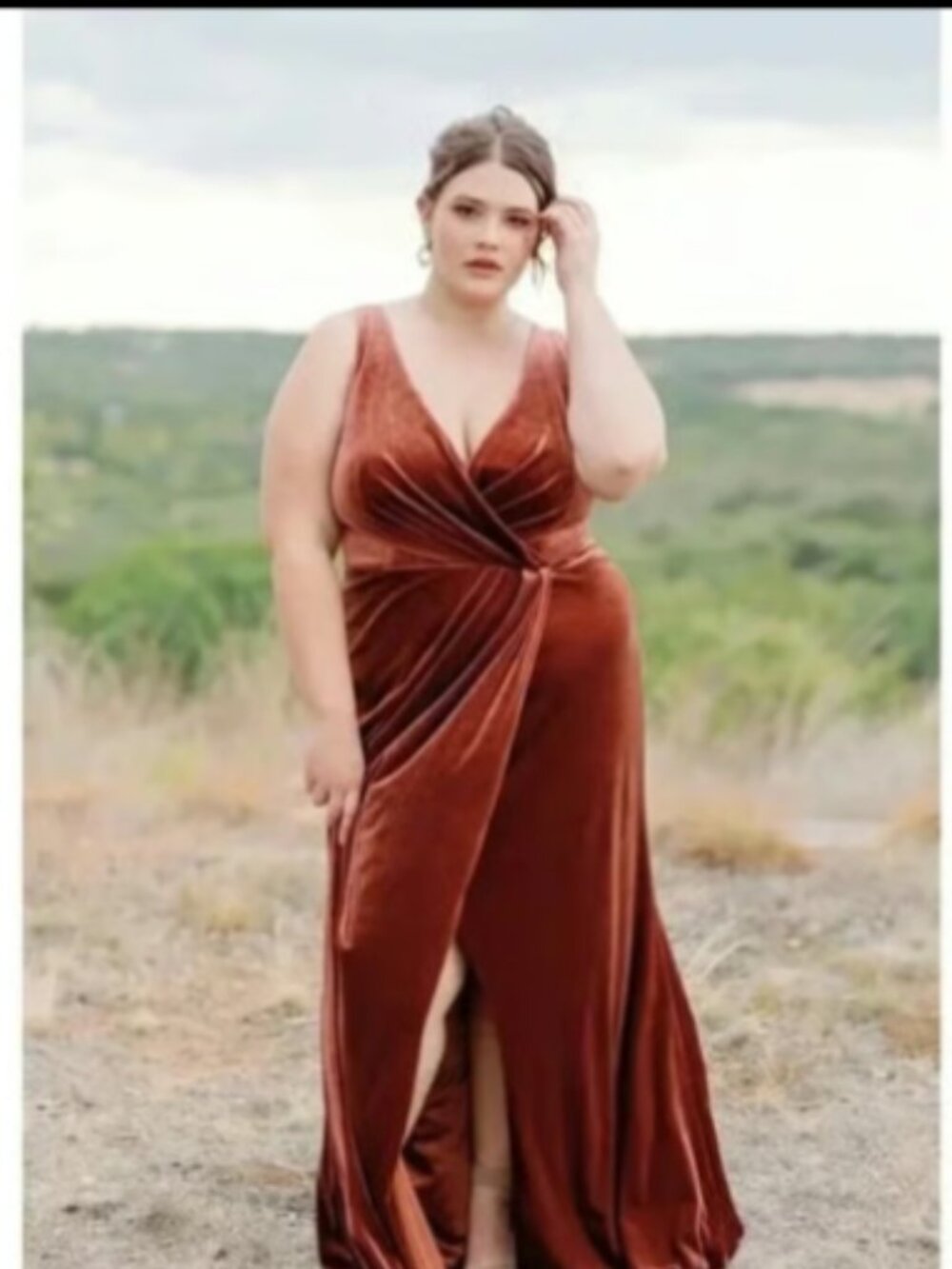 REVERLY Blair Velvet Maxi Dress Rust Size 12